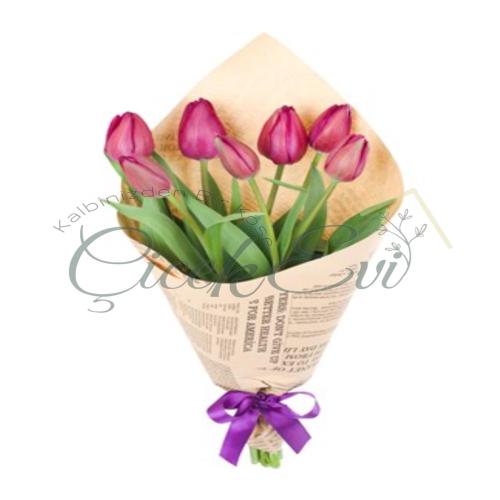 7li  pembe lale buketi